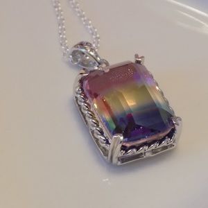 🌈Mystic Fire🔥 Ombre Gemstone Pendant Necklace